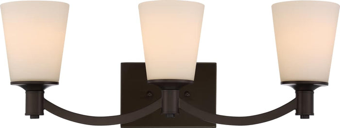 Vanity Nuvo 60-5923 Laguna - 3 Light - Vanity with White Glass - Forest Bronze Finish Nuvo