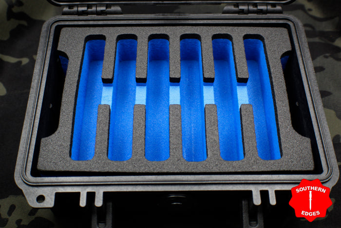 Pelican 1150 Six Knife Case Plus EDC Tray- Blue Interior