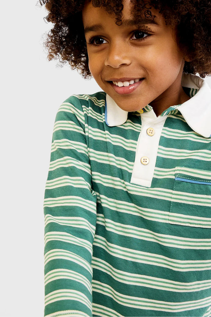 Pine Twin Stripe Parker Polo