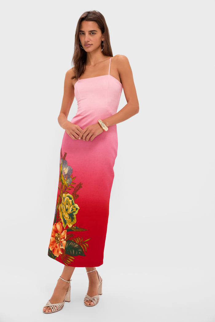Pink Ombre Inez Midi Dress