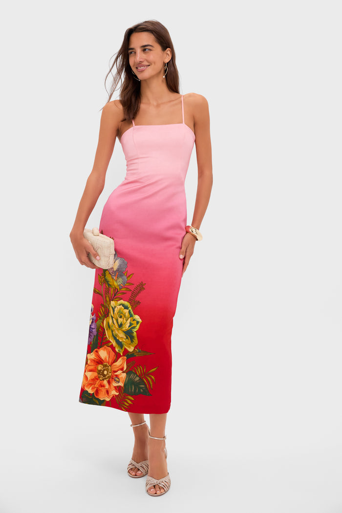 Pink Ombre Inez Midi Dress