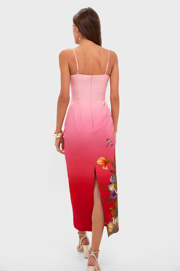 Pink Ombre Inez Midi Dress