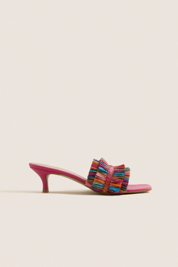 Rainbow Raffia Christy Heels