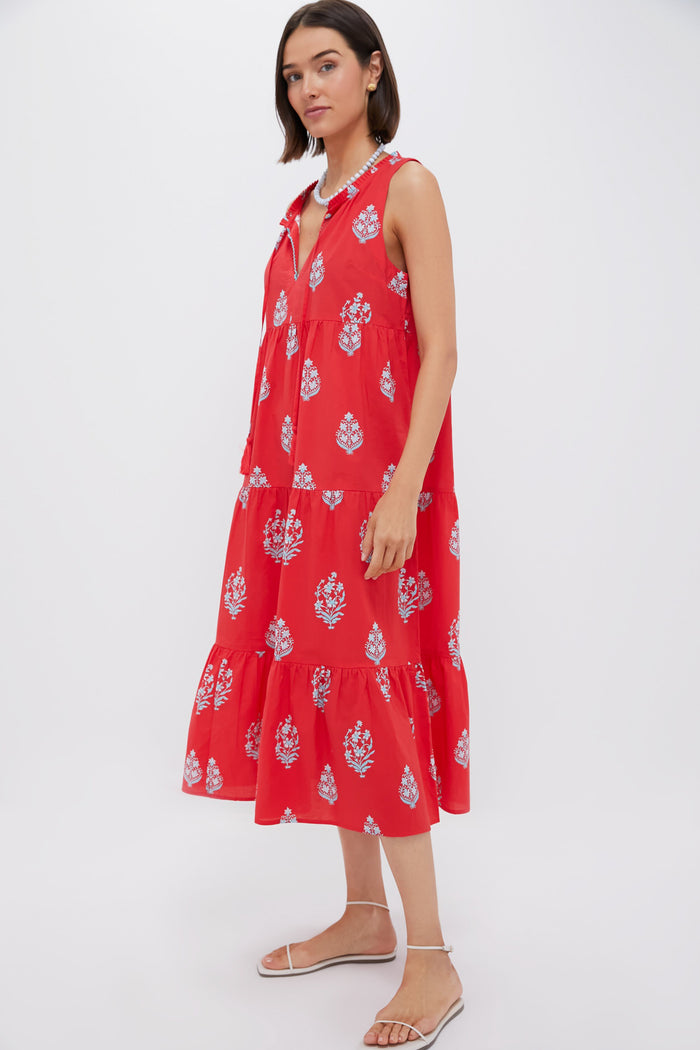 Scarlet Bouquet Blockprint Salty Paloma Caftan