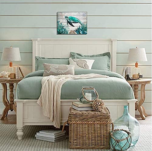 Sea Turtle Sea Life Wall Art Decor (12"x12" Framed)