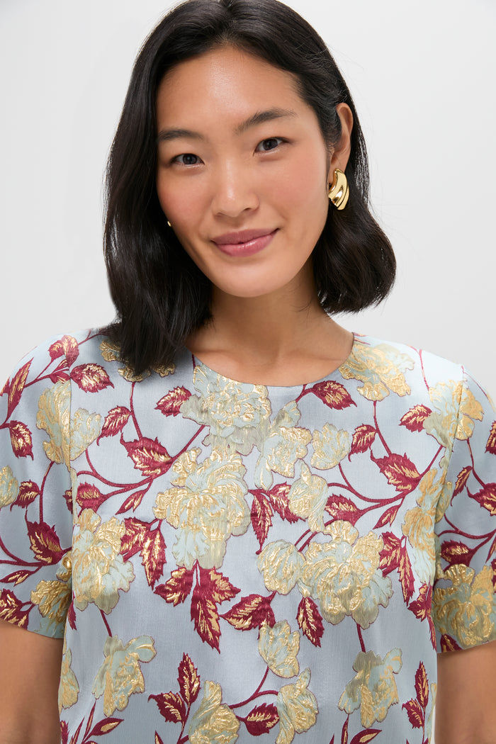 Slate Blue Winter Floral Mae Dress