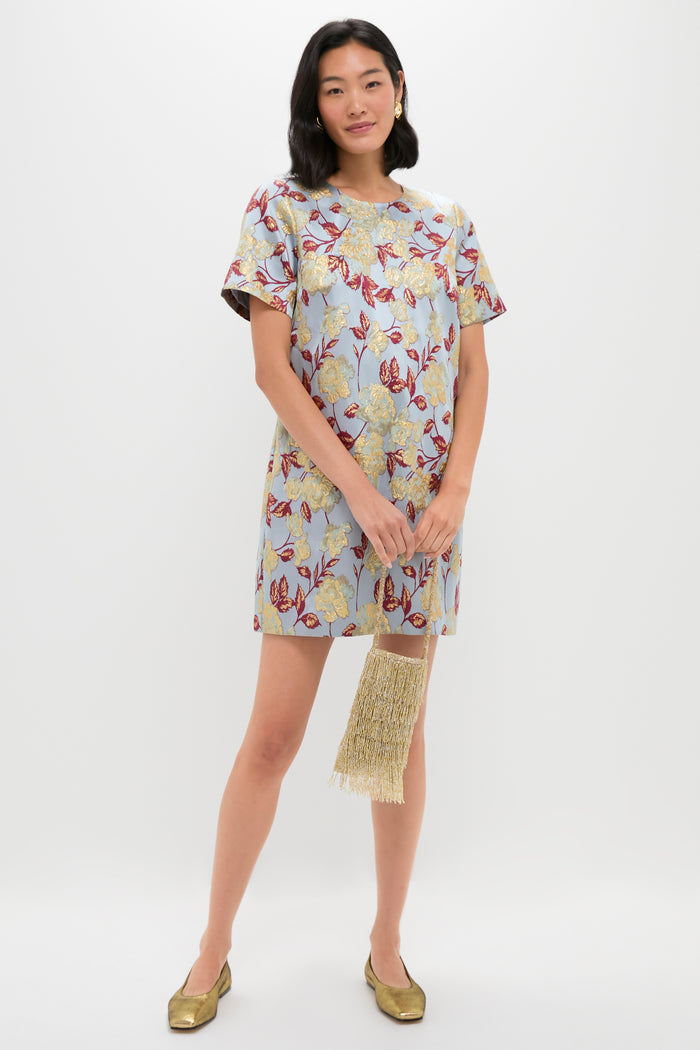 Slate Blue Winter Floral Mae Dress