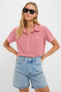 Sun Cherry Stripe The Lacrosse Polo