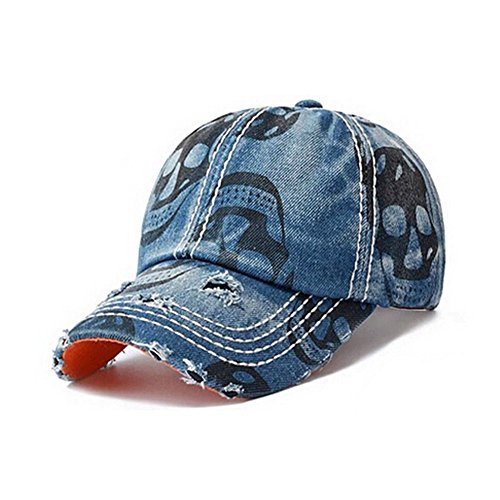 Unisex Casual Denim Skull Adjustable Hat