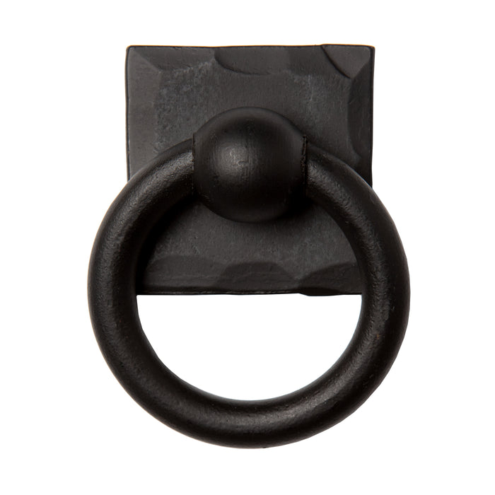 Wrought Iron Ring Pull with Square Back Plate