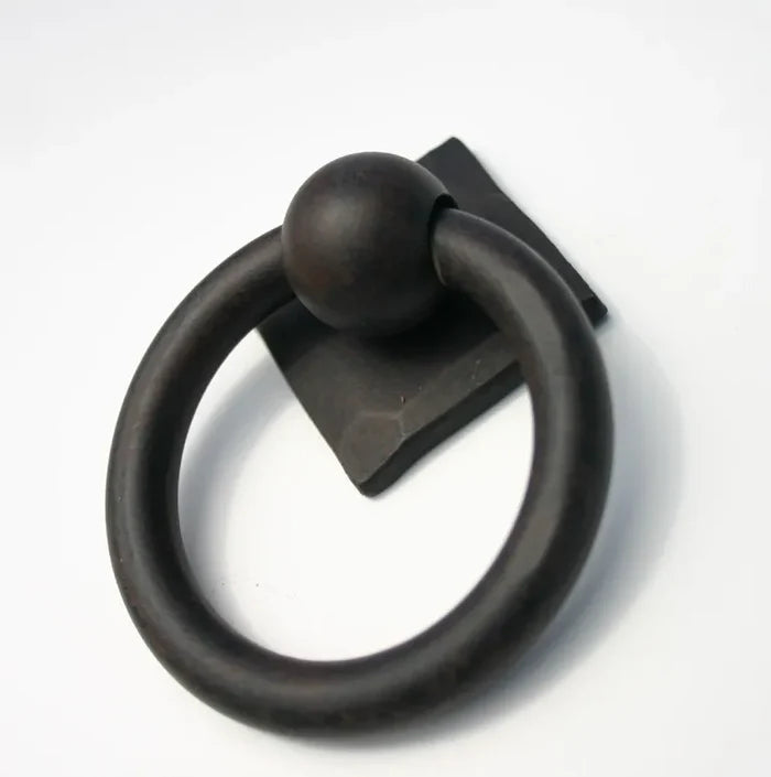 Wrought Iron Ring Pull with Square Back Plate