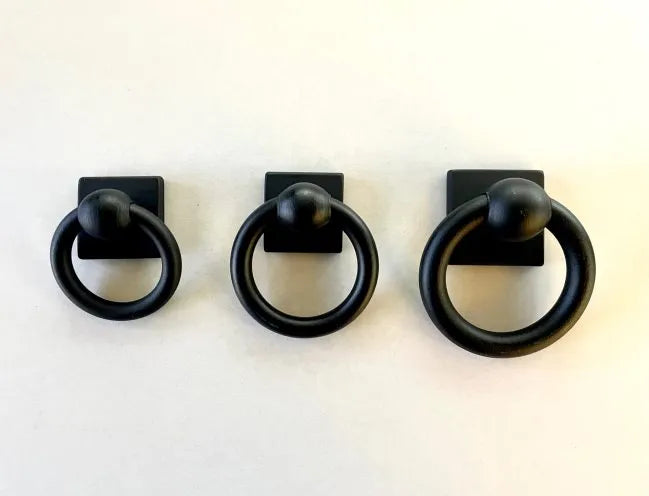 Wrought Iron Ring Pull with Square Back Plate