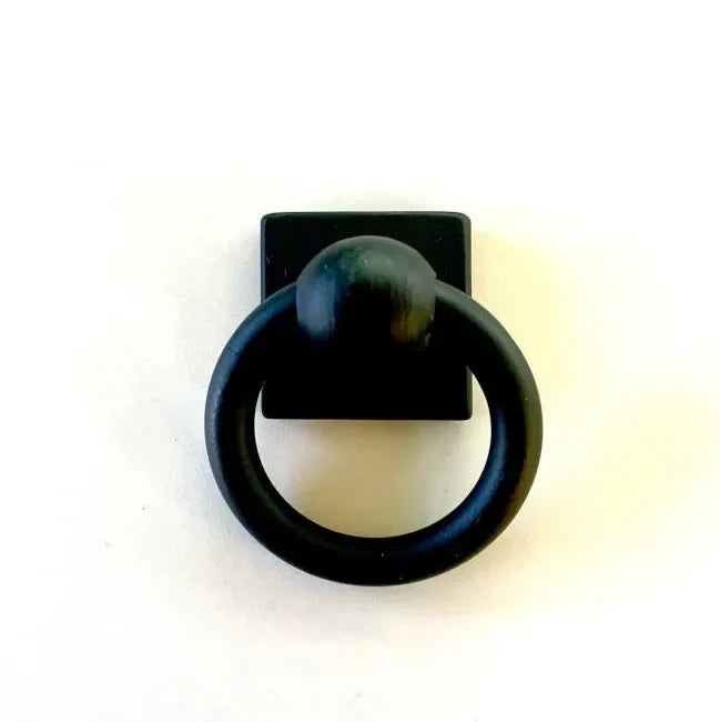 Wrought Iron Ring Pull with Square Back Plate